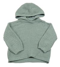 Zelený žinylkový svetr s kapucí F&F