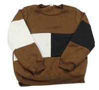 Hnědo-bílo-černá mikina Shein