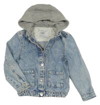 Světlemodro-šedá riflová bunda s teplákovou kapucí Denim Co.