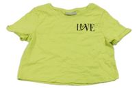 Limetkové crop tričko s nápisem Matalan