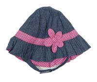 Modro-růžový klobouček s 3D květem 