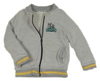 Světlešedá zateplená propínací mikina s autem Nutmeg