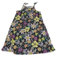 Černo-barevné květované šaty C&A