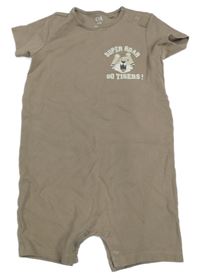 Hnědý žebrovaný kraťasový overal s tygrem C&A