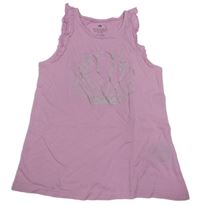 Lila top s mušlí a volánky H&M