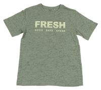 Khaki melírované tričko s nápisem Yigga