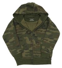 Khaki-černá army propínací mikina s kapucí Primark