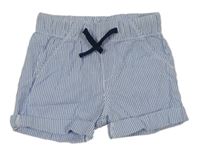 Světlemodro-bílé pruhované plátěné kraťasy H&M