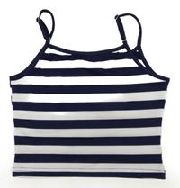 Tmavomodro-bílý pruhovaný crop top