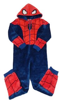 Tmavomodro-červená plyšová kombinéza s kapucí - Spiderman Marvel