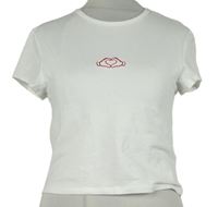 Dámské bílé crop tričko s výšivkou H&M