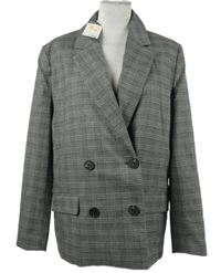 Nové - Dámský šedý kostkovaný oversized blejzr Primark 