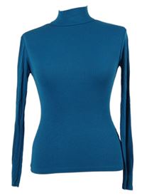 Dámské modré žebrované triko se stojáčkem Amisu 