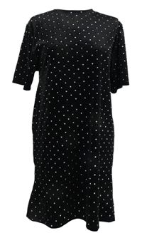 Dámské černé sametové šaty s kamínky H&M