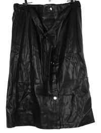 Dámská černá koženková midi sukně s páskem Primark 