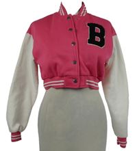 Dámská neonově růžovo-bílá baseballová crop mikina Shein 