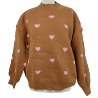 Dámský hnědý svetr se srdíčky Shein 