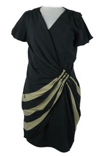 Dámské černé šaty s béžovými pruhy Skunkfunk