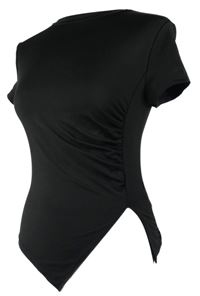 Dámské černé crop tričko s řasením Shein 