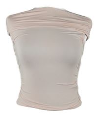 Dámský světlerůžový řasený crop top s lodičkovým výstřihem Shein 