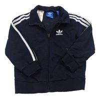 Tmavomodrá melírovaná propínací mikina s logem Adidas