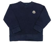 Tmavomodrá žebrovaná mikina s nášivkou Moncler