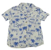 Bílá košile s tygry a palmami H&M