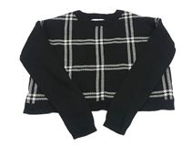 Černo-bílý kostkovaný crop svetr Lulurain