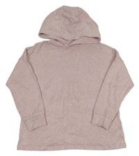 Světlerůžové melírované úpletové triko s kapucí 