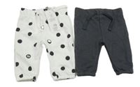 Nové - 2x tepláky bílé puntíkaté+ šedé F&F