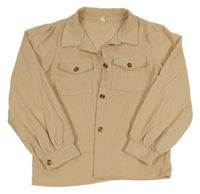 Béžová manšestrová košilová bunda Shein