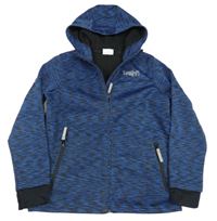 Modro-černá melírovaná softshellová bunda s nápisem a kapucí YIGGA