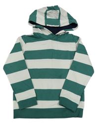 Zeleno-bílá pruhovaná mikina s kapucí M&S