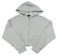 Světlešedá crop propínací mikina s kapucí New Look