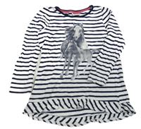 Bílo-tmavomodrá pruhovaná tunika s koníkem Yigga