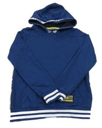 Tmavomodrá mikina s nášivkou a kapucí Alive