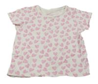 Bílo-růžové tričko se srdíčky Primark