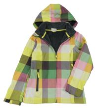 Růžovo-zeleno-barevná kostkovaná softshellová bunda Yigga