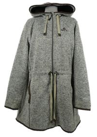 Dámská šedá melírovaná pletená jarní parka s kapucí 