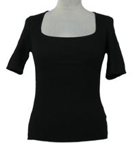 Dámské černé žebrované svetrové tričko H&M