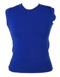 Dámský kobaltově modrý úpletový pruhovaný top s průstřihem Superrash