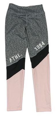 Šedo-světlerůžové sportovní legíny s číslem H&M