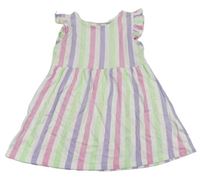 Bílo-lila-zelenkavé pruhované bavlněné šaty H&M