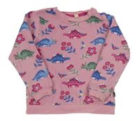 Růžová mikina s dinosaury a kytičkami zn. Jojo Maman Bébé