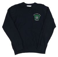 Tmavomodrý svetr s výšivkou M&S