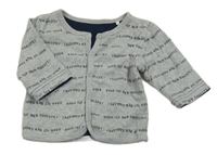 Šedá propínací mikina s nápisy 