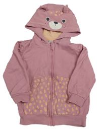 Růžová propínací mikina s kapucí a medvídkem So Cute