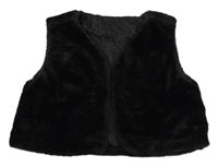 Černá kožešinová podšitá crop vesta 