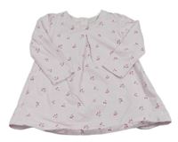 Světlerůžové lehké teplákové šaty s kytičkami 