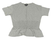 Šedé volné tričko s žabičkováním New Look